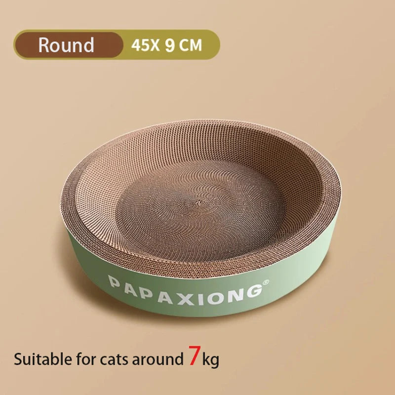 Durable Cat Scratcher Bed – Round Oval Cat Scraping Toy with Corn Glue Decal