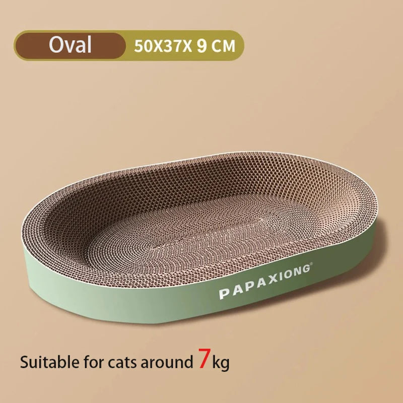 Durable Cat Scratcher Bed – Round Oval Cat Scraping Toy with Corn Glue Decal