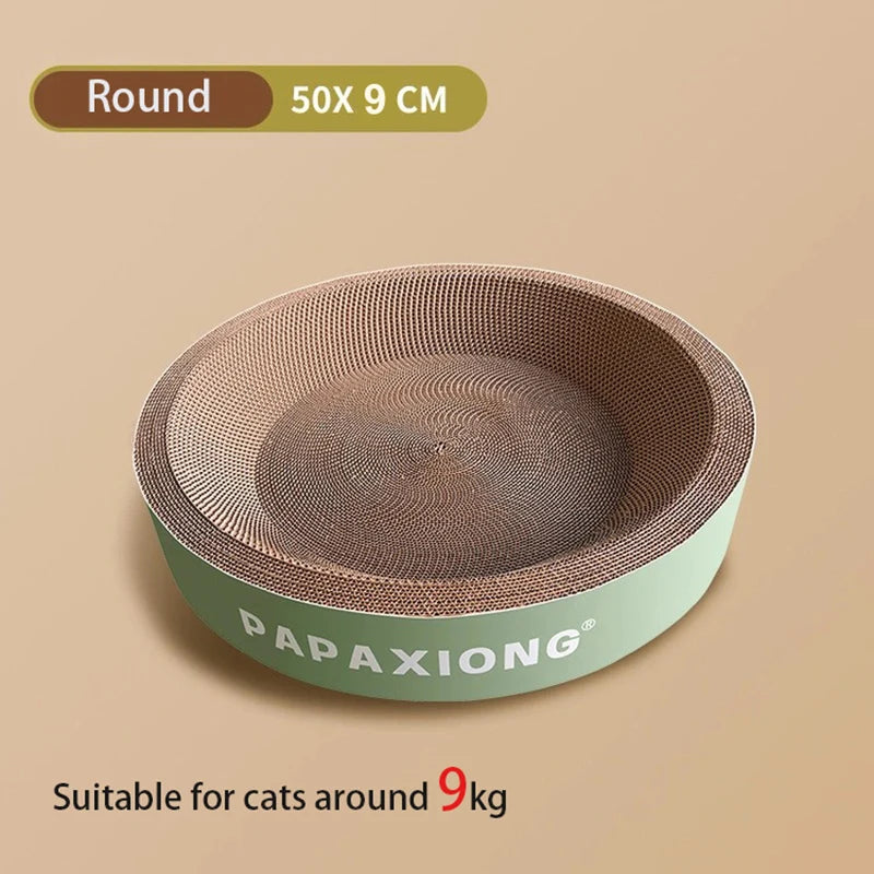 Durable Cat Scratcher Bed – Round Oval Cat Scraping Toy with Corn Glue Decal