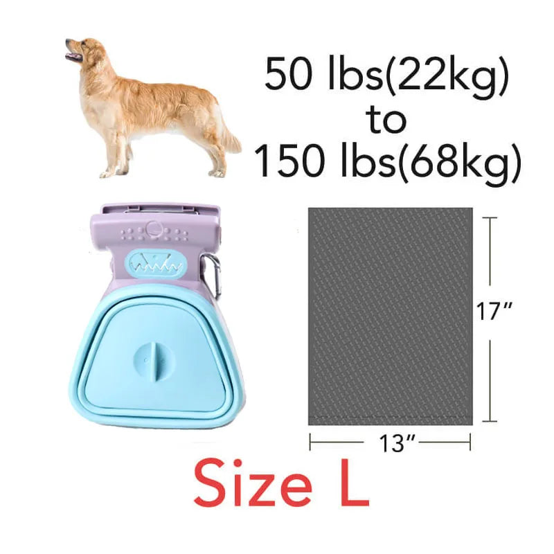 Dog Pet Travel Foldable Pooper Scooper with 1 Roll Decomposable Bags - Clean Pick-Up Excreta Cleaner