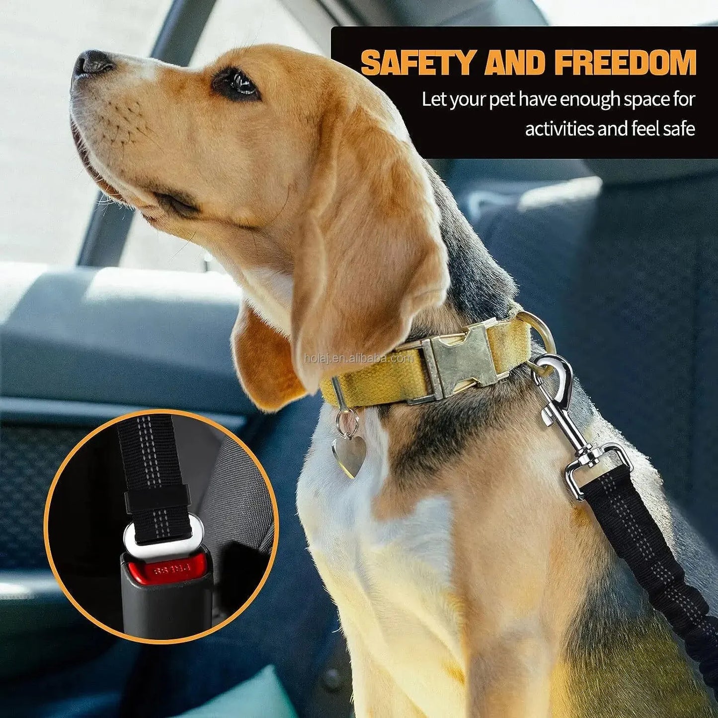 Adjustable Dog Car Safety Belt - Shock Absorbing, Reflective, and Universal Fit