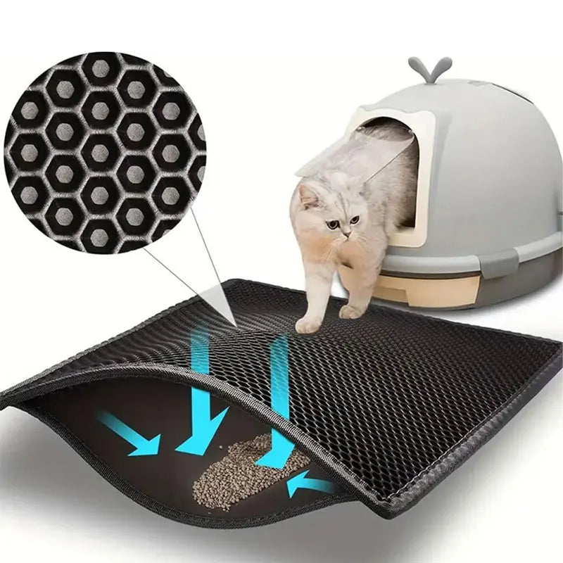 Waterproof Cat Litter Mat - Double Layer Honeycomb Litter Trapping Mat