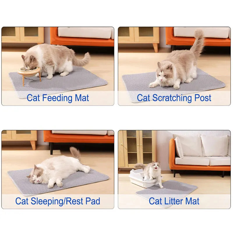 Waterproof Cat Litter Mat - Double Layer Honeycomb Litter Trapping Mat