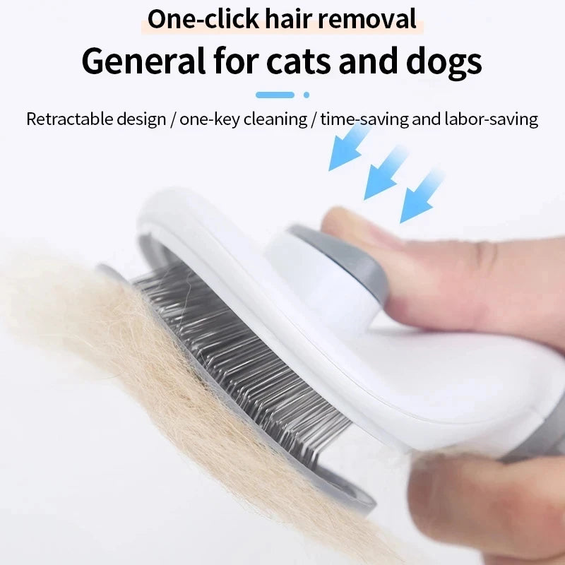 Pet Cat Hair Brush Dog Comb Grooming and Care Stainless Steel Comb for Long Hair Pets - Cleaning & Grooming Accessory