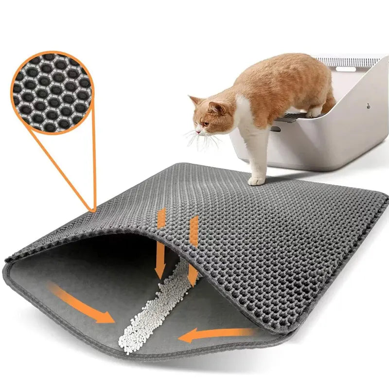 Waterproof Cat Litter Mat - Double Layer Honeycomb Litter Trapping Mat