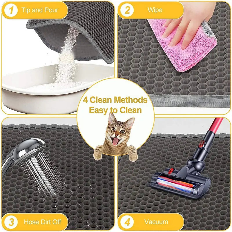 Waterproof Cat Litter Mat - Double Layer Honeycomb Litter Trapping Mat