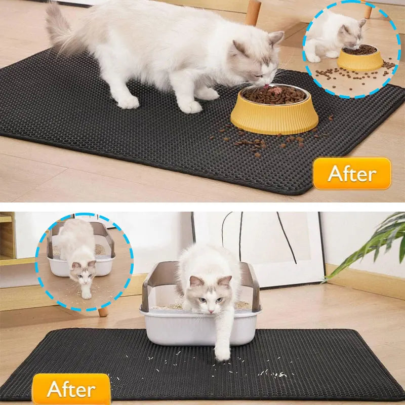 Waterproof Cat Litter Mat - Double Layer Honeycomb Litter Trapping Mat