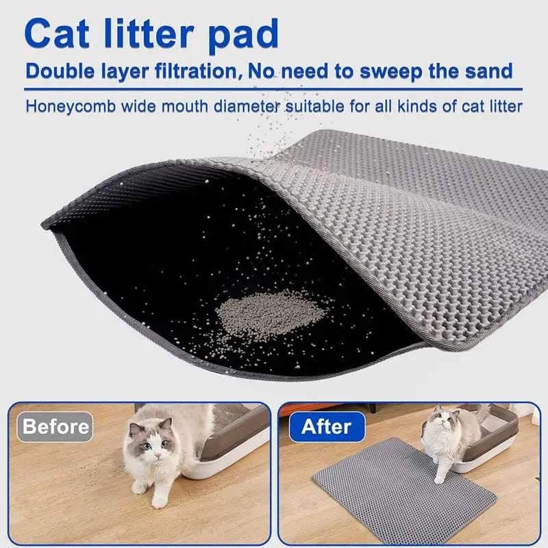 Waterproof Cat Litter Mat - Double Layer Honeycomb Litter Trapping Mat