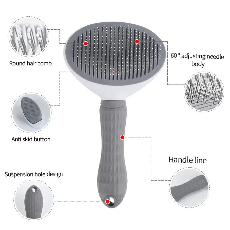 Pet Cat Hair Brush Dog Comb Grooming and Care Stainless Steel Comb for Long Hair Pets - Cleaning & Grooming Accessory