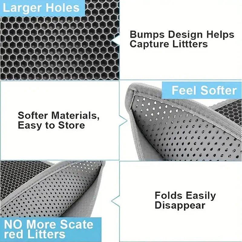 Waterproof Cat Litter Mat - Double Layer Honeycomb Litter Trapping Mat