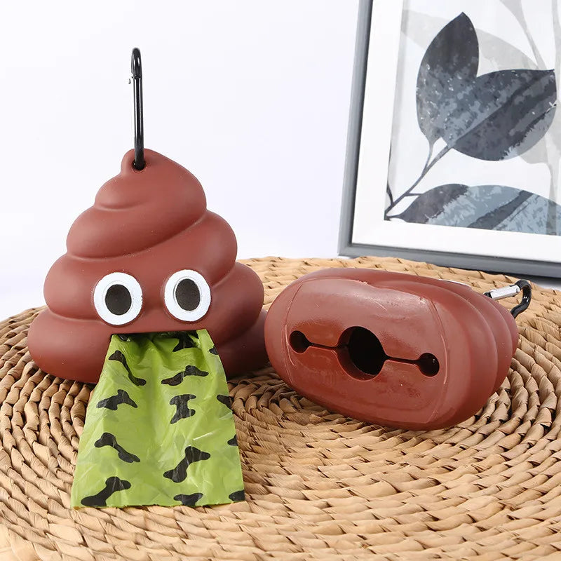 Portable Dog Poop Bag Dispenser - Unique Shaped Trash Sack Holder for Pet Waste Cleaning