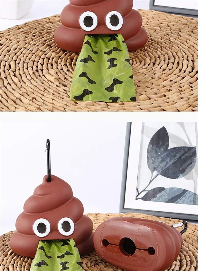 Portable Dog Poop Bag Dispenser - Unique Shaped Trash Sack Holder for Pet Waste Cleaning