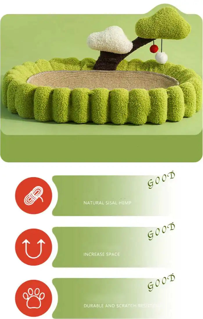 Eco-friendly cat scratcher featuring natural sisal material and spacious design